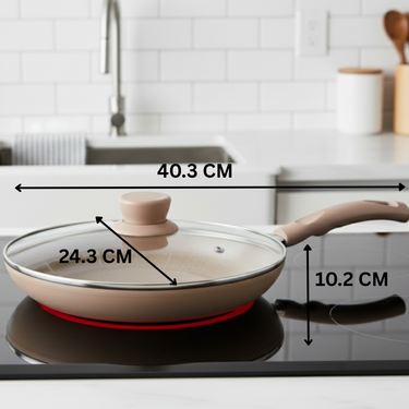 Induction taper Pan with Glass Lid (Size 230) - Biscoff Collection