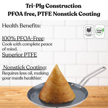 Triply Dosa Tawa with SS Wire handle Induction Without Lid (Size 260) - Tricera Collection