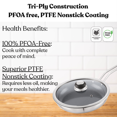 Triply Tapper Pan with SS Wire handleInduction Without Lid (Size 230) - Tricer Collection