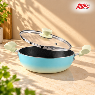 Induction Kadhai with Glass Lid  - Santorini Collection