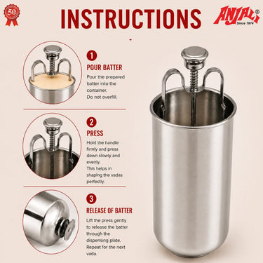 Stainless Steel Menduwada Maker – Perfectly Shaped and Crisp Every Time