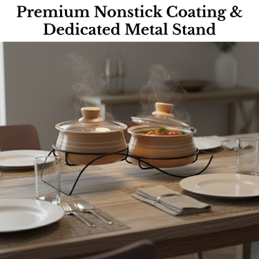Mocha Aura 2pcs Nonstick Handi Set with Stand and Glass Lid