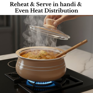 Mocha Aura 2pcs Nonstick Handi Set with Stand and Glass Lid