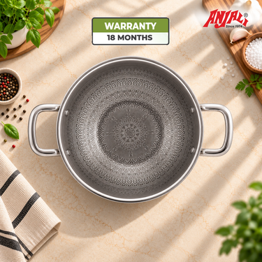 Induction Kadhai with SS Wire Handle -  Mystique Mandala Triply Series