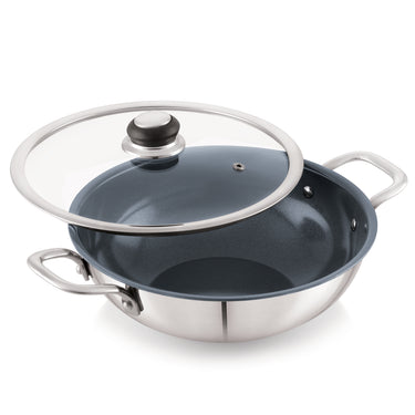 Triply Kadhai with SS Wire handle Induction Glass Lid - TriCera Collection