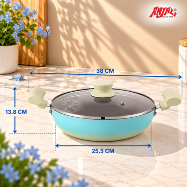 Induction Kadhai with Glass Lid  - Santorini Collection