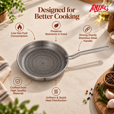 Fry Pan with Induction with SS Wire Handle -  Mystique Mandala Triply Series