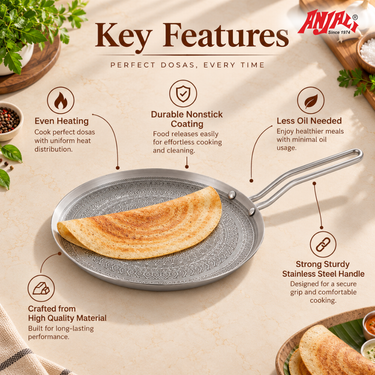 Dosa Tawa with Induction with SS Wire Handle -  Mystique Mandala Triply Series