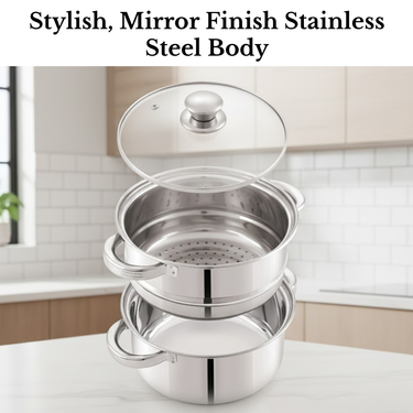 Casa Glow Triply Bottom Steamer with Glass Lid