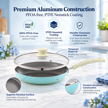 Induction Taper Pan with Glass Lid (Size 230) - Santorini Collection