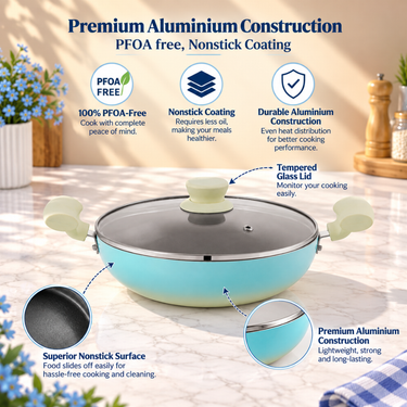 Induction Kadhai with Glass Lid  - Santorini Collection