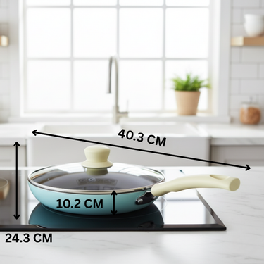Induction Taper Pan with Glass Lid (Size 230) - Santorini Collection