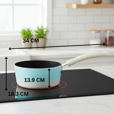 Induction Sauce Pan with Glass Lid (1.5 Litre) - Santorini Collection