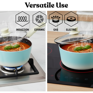 Induction Sauce Pan with Glass Lid (1.5 Litre) - Santorini Collection