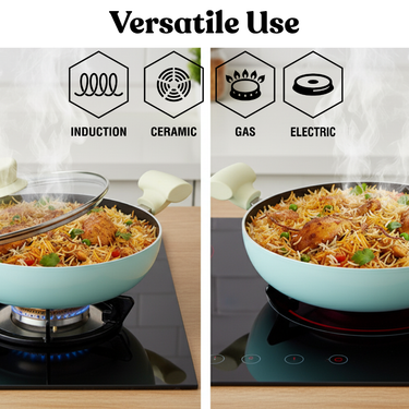 Induction Kadhai with Glass Lid  - Santorini Collection