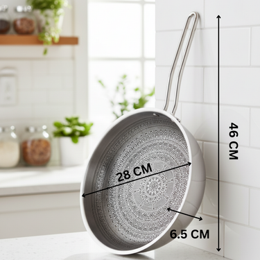 Fry Pan with Induction with SS Wire Handle -  Mystique Mandala Triply Series