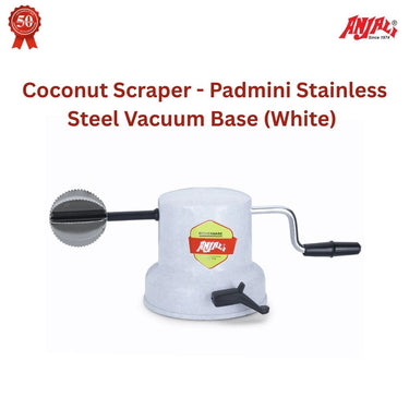Coconut Scraper - Padmini Stainless Steel Vacuum Base (White) with Free Juicer Attachment