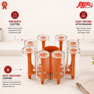 Glass & Spoon Organiser - Deluxe for 6 Glasses & Cutlery