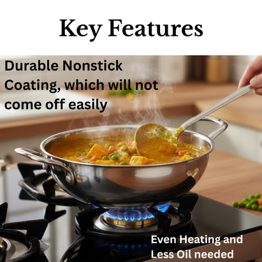 Induction Kadhai with SS Wire Handle -  Mystique Mandala Triply Series