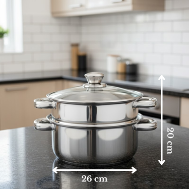 Casa Glow Triply Bottom Steamer with Glass Lid