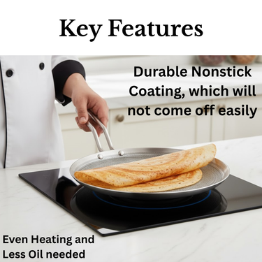 Dosa Tawa with Induction with SS Wire Handle -  Mystique Mandala Triply Series